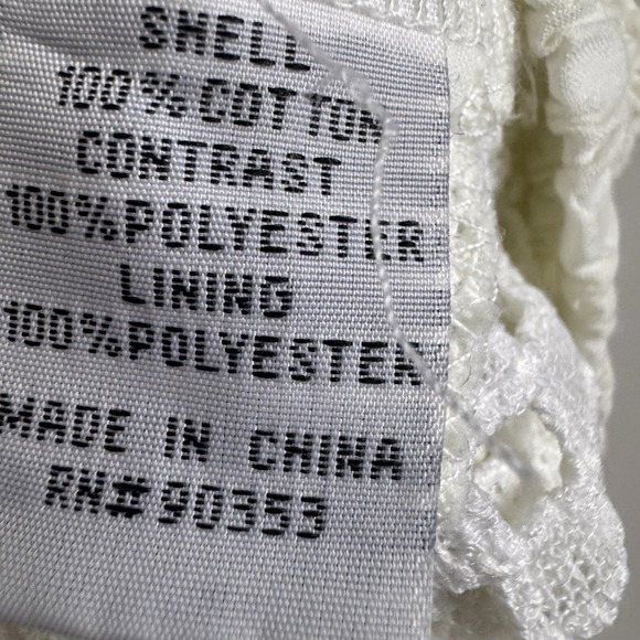 Rebellion Women's Size S White Lace Crop Cami Top Smocked V-neck Sleeveless - Picture 7 of 16